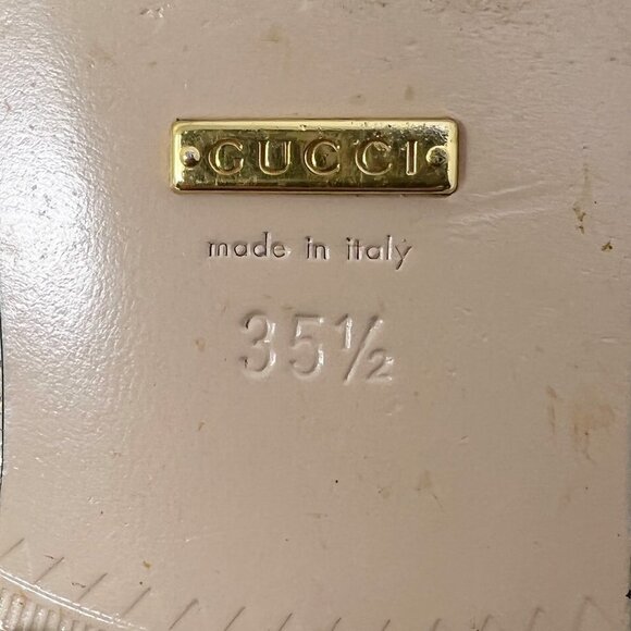 Gucci Marmont Logo Gold Foiled Leather Kiltie Fringe Flat Loafer Mules - Picture 6 of 8